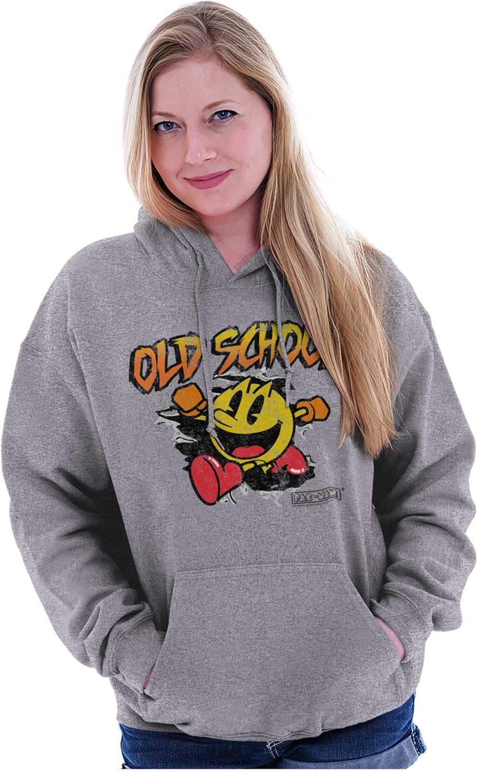 imageBrisco Brands Retro Old School Arcade Game PACMAN Hoodie Sweatshirt Women MenSport Grey