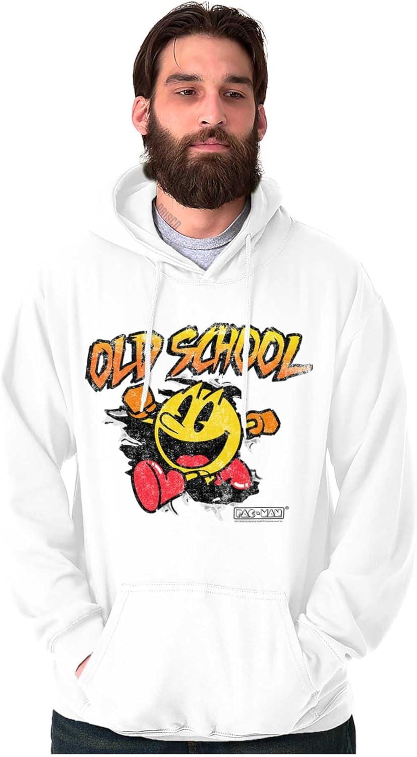 imageBrisco Brands Retro Old School Arcade Game PACMAN Hoodie Sweatshirt Women MenWhite