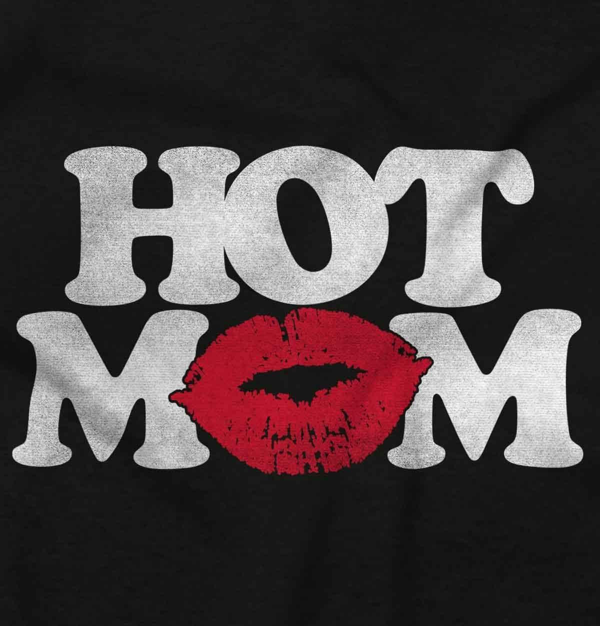 imageHot Mom Funny Best Cool Mothers Day Womens Graphic T Shirt TeesBlack