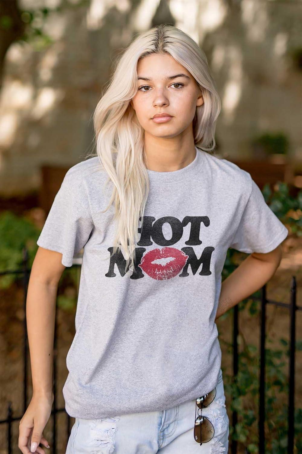 imageHot Mom Funny Best Cool Mothers Day Womens Graphic T Shirt TeesSport Grey