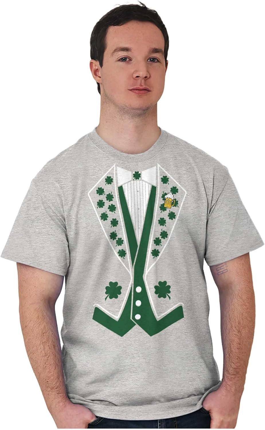 imageIrish Leprechaun Tuxedo St Pattys Tux Mens Graphic T Shirt TeesSport Grey