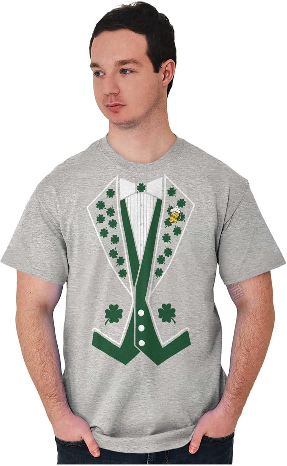 imageIrish Leprechaun Tuxedo St Pattys Tux Mens Graphic T Shirt TeesSport Grey