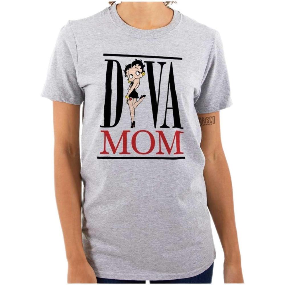 imageBetty Boop Diva Mom Best Mothers Day Womens Graphic T Shirt TeesSport Grey