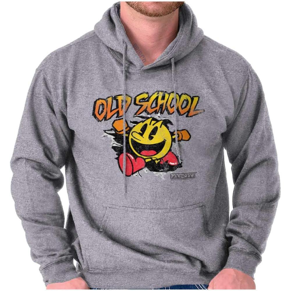 imageBrisco Brands Retro Old School Arcade Game PACMAN Hoodie Sweatshirt Women MenSport Grey