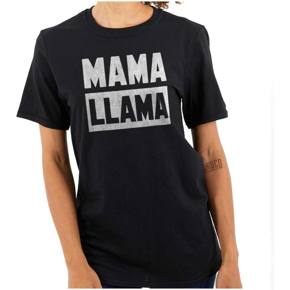 imageFunny Mama Llama Mothers Day Pun Womens Graphic T Shirt TeesBlack