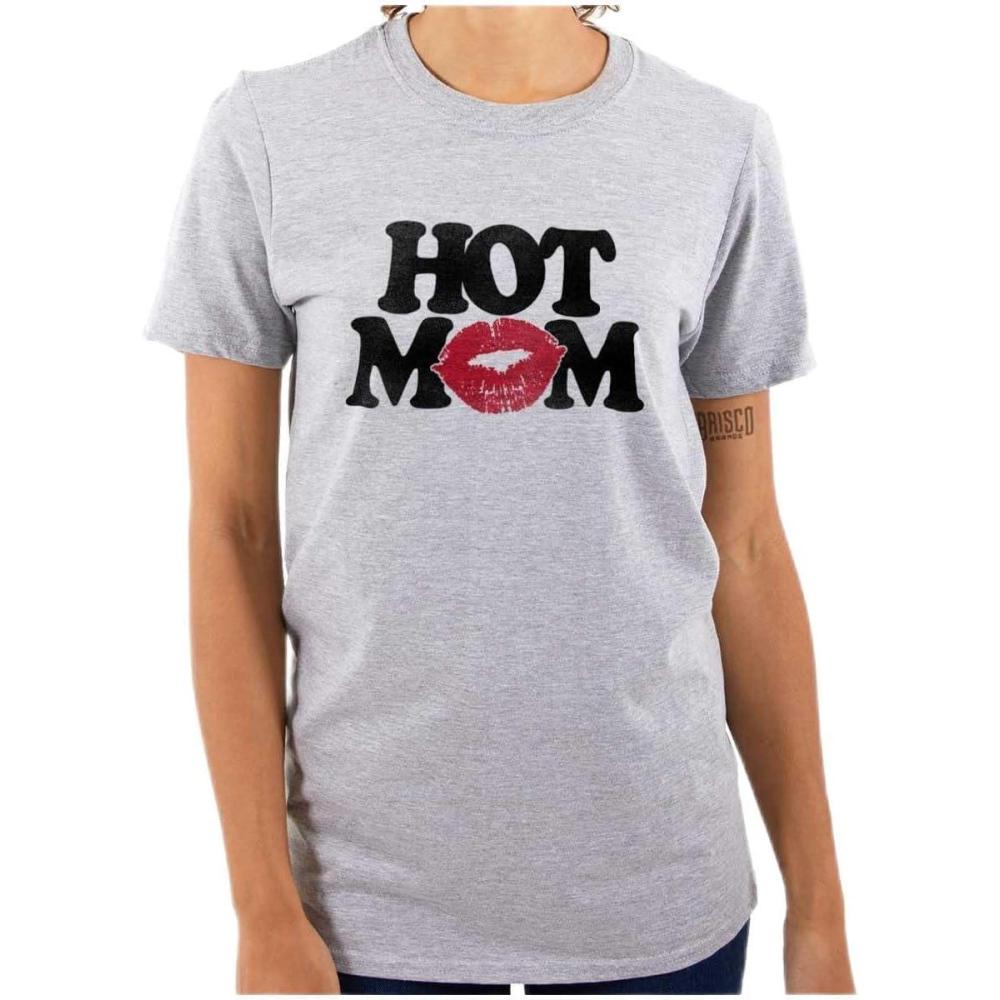 imageHot Mom Funny Best Cool Mothers Day Womens Graphic T Shirt TeesSport Grey
