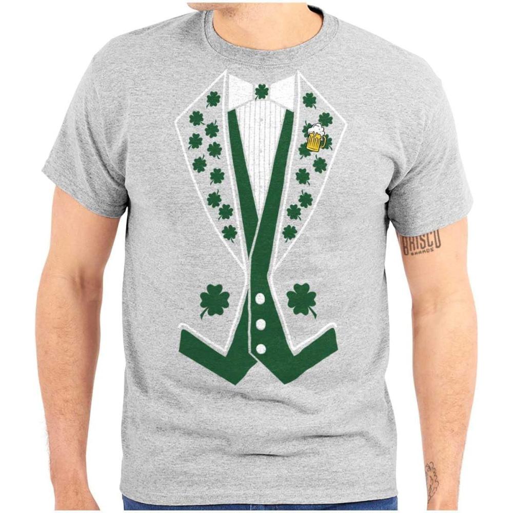 imageIrish Leprechaun Tuxedo St Pattys Tux Mens Graphic T Shirt TeesSport Grey