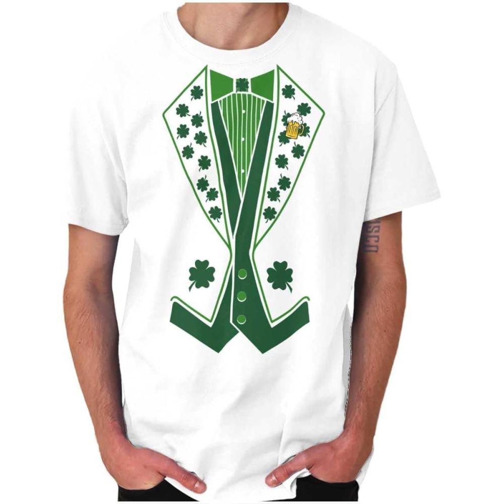 imageIrish Leprechaun Tuxedo St Pattys Tux Mens Graphic T Shirt TeesWhite