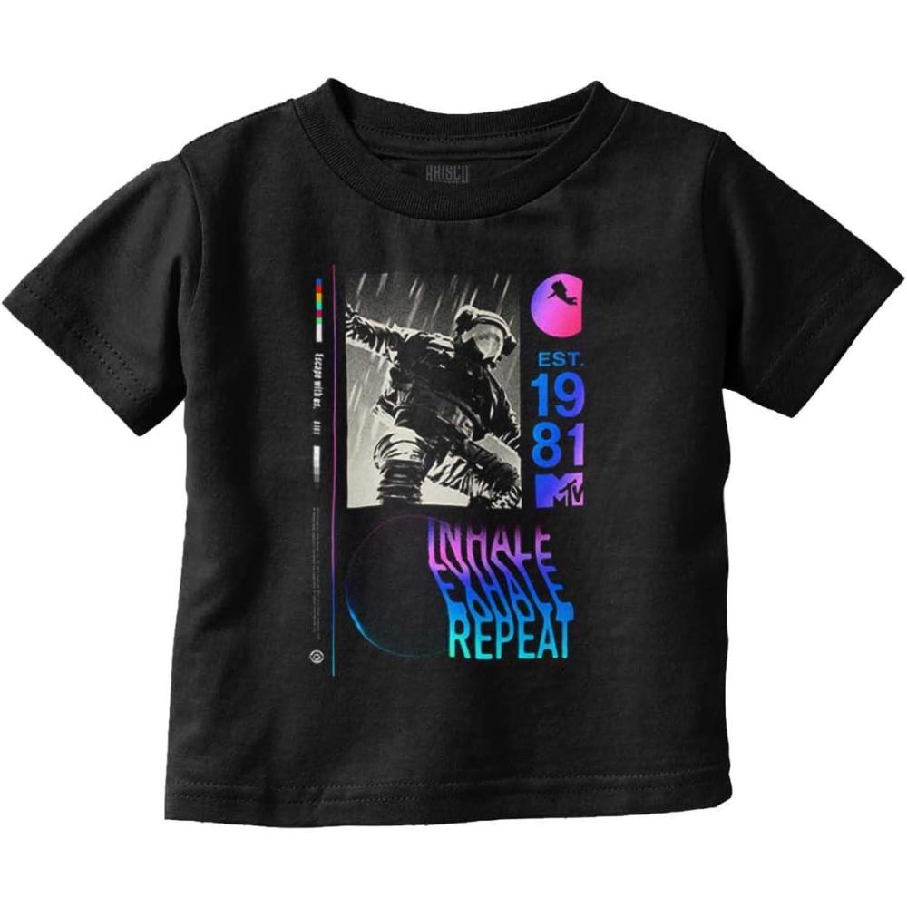 imageMTV Moon Man Inhale Exhale Repeat Toddler Boy Girl T ShirtBlack