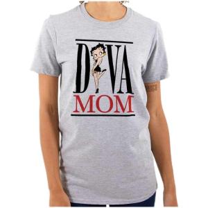 Betty Boop Diva Mom Best Mothers Day Womens Graphic T Shirt Tees(Sport Grey)