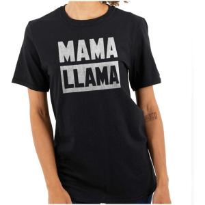 Funny Mama Llama Mothers Day Pun Womens Graphic T Shirt Tees(Black)