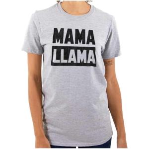 Funny Mama Llama Mothers Day Pun Womens Graphic T Shirt Tees(Sport Grey)