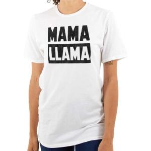 Funny Mama Llama Mothers Day Pun Womens Graphic T Shirt Tees(White)