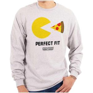 Funny Pacman Pizza Long Sleeve Tshirt Men Women(Sport Grey)