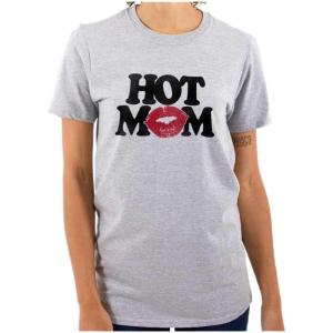 Hot Mom Funny Best Cool Mothers Day Womens Graphic T Shirt Tees(Sport Grey)