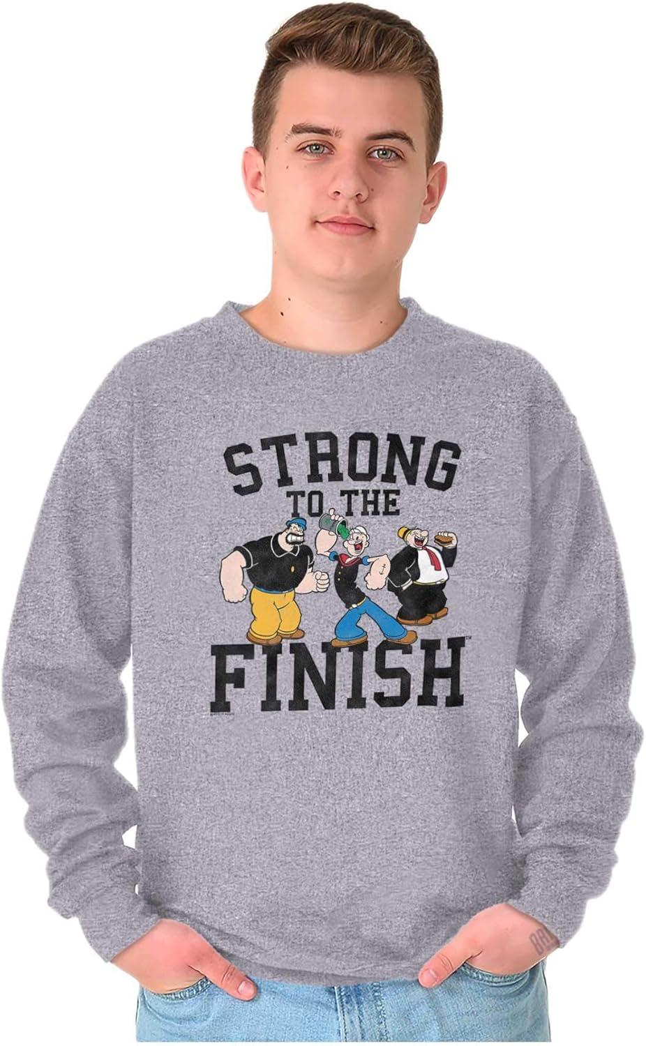 imageBrisco Brands Popeye And Crew Strong To The Finish Sweatshirt for Men or WomenSport Grey
