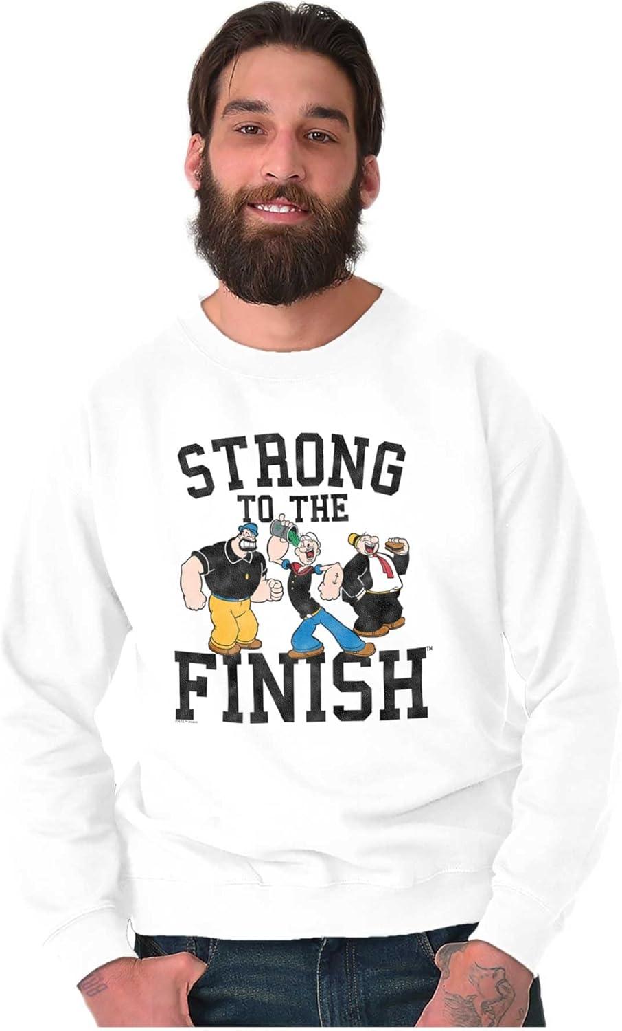 imageBrisco Brands Popeye And Crew Strong To The Finish Sweatshirt for Men or WomenWhite