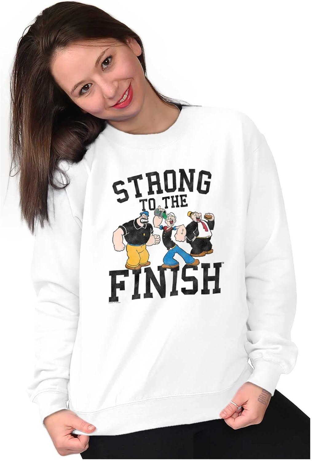 imageBrisco Brands Popeye And Crew Strong To The Finish Sweatshirt for Men or WomenWhite