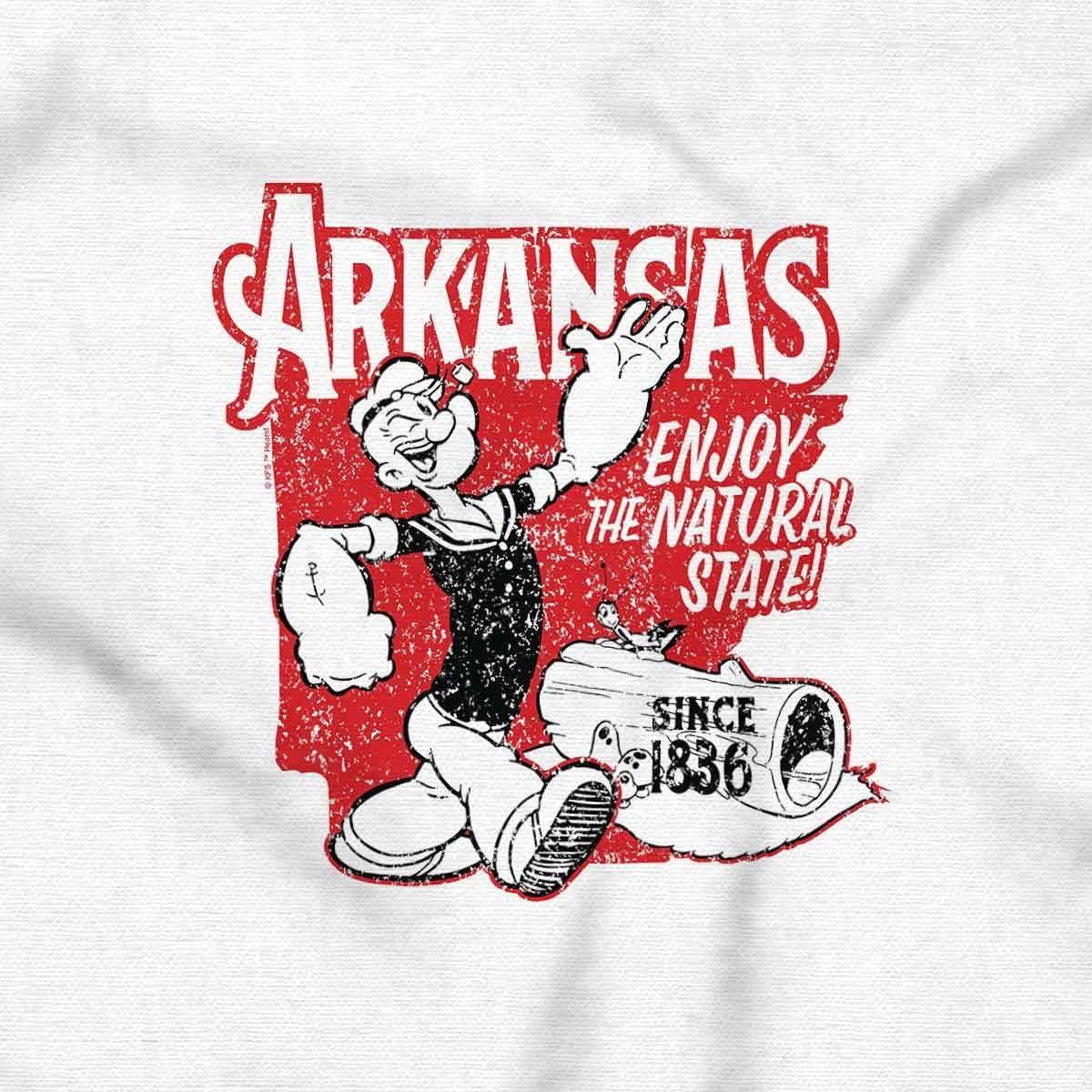 imageBrisco Brands Popeye Cartoon American States Crewneck T Shirts Boy GirlArkansas White