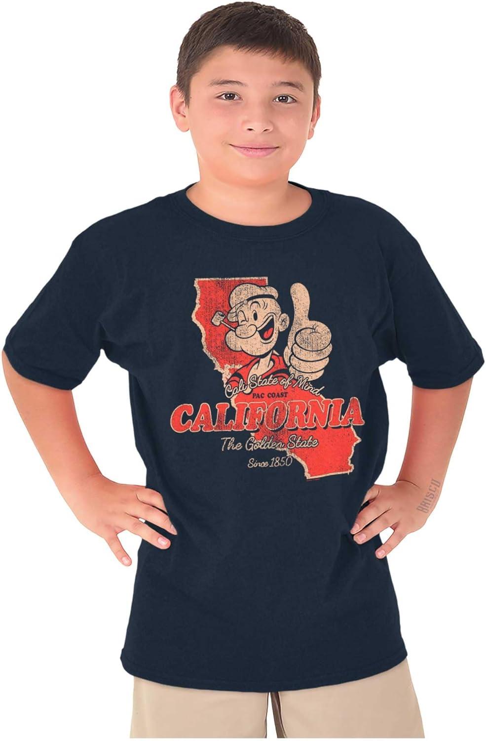 imageBrisco Brands Popeye Cartoon American States Crewneck T Shirts Boy GirlCalifornia