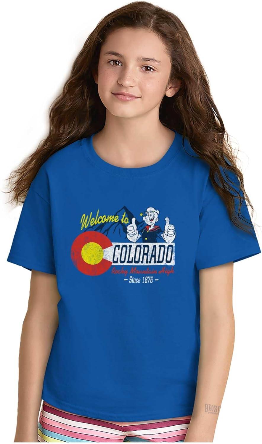 imageBrisco Brands Popeye Cartoon American States Crewneck T Shirts Boy GirlColorado