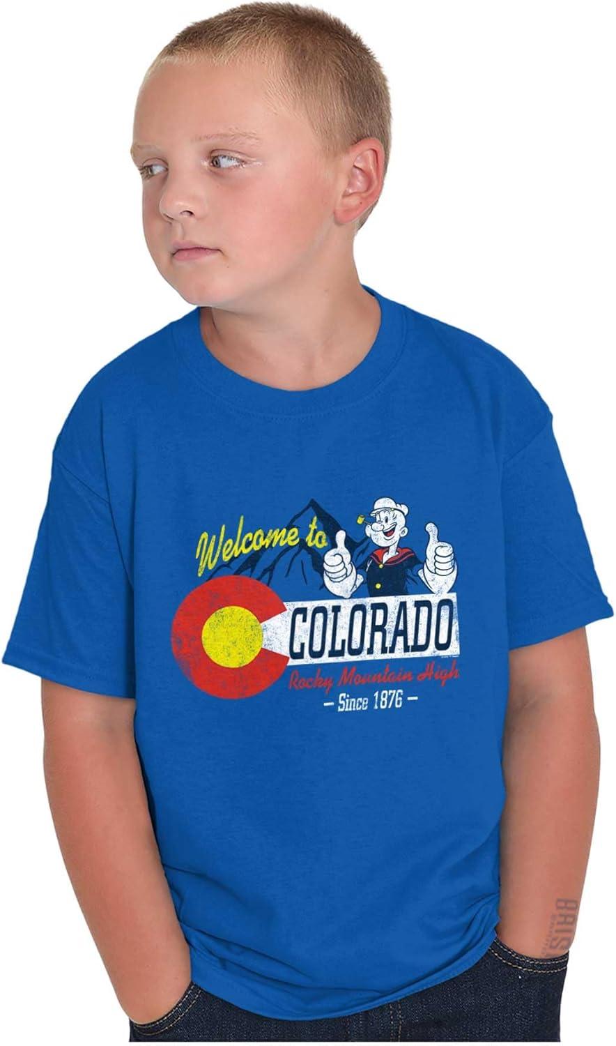 imageBrisco Brands Popeye Cartoon American States Crewneck T Shirts Boy GirlColorado