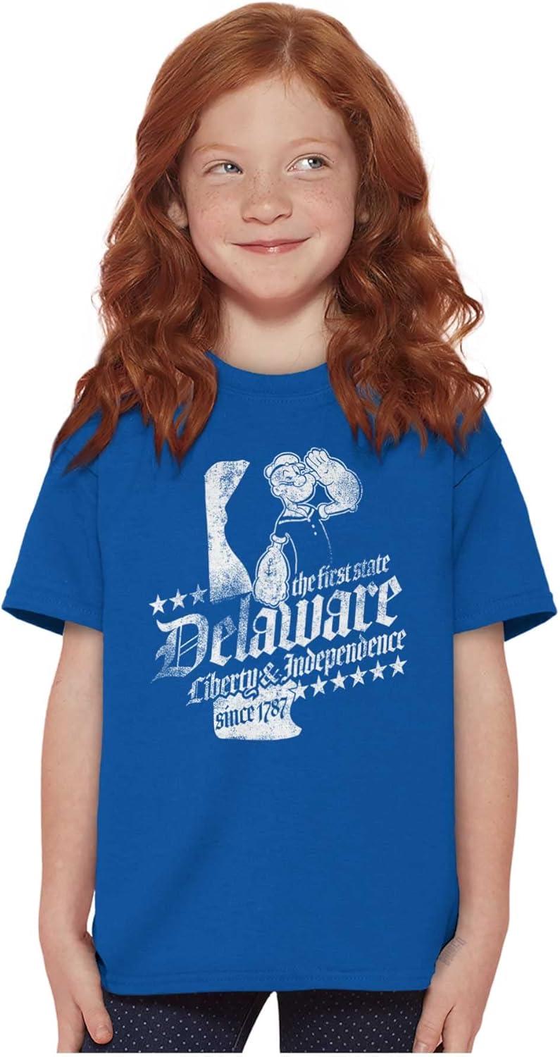 imageBrisco Brands Popeye Cartoon American States Crewneck T Shirts Boy GirlDelaware