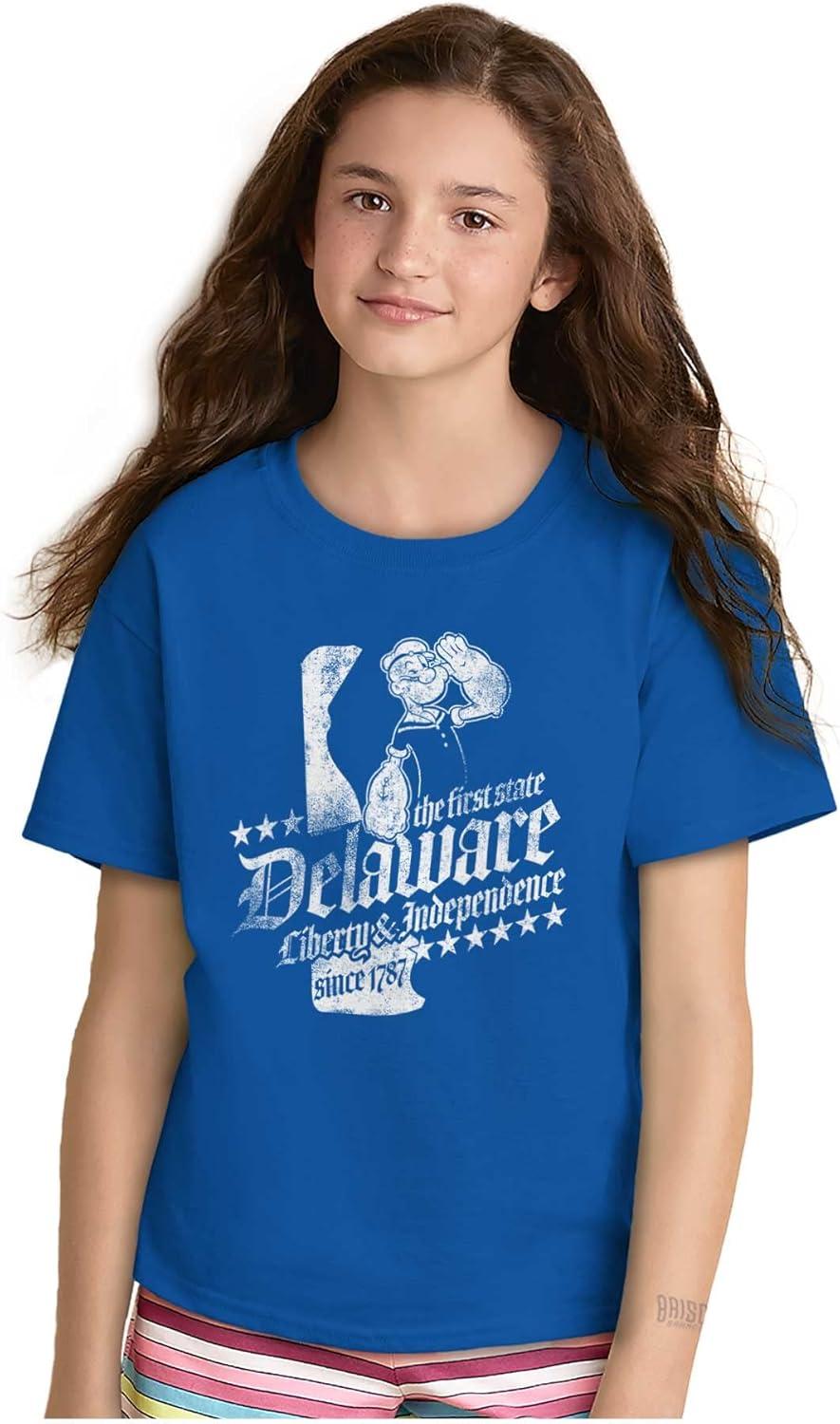 imageBrisco Brands Popeye Cartoon American States Crewneck T Shirts Boy GirlDelaware