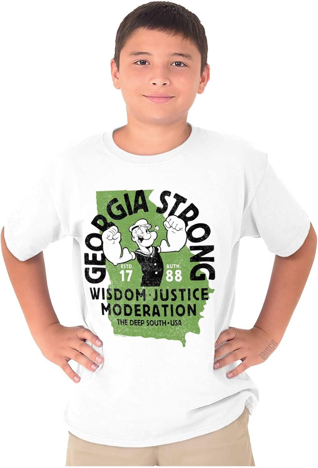 imageBrisco Brands Popeye Cartoon American States Crewneck T Shirts Boy GirlGeorgia