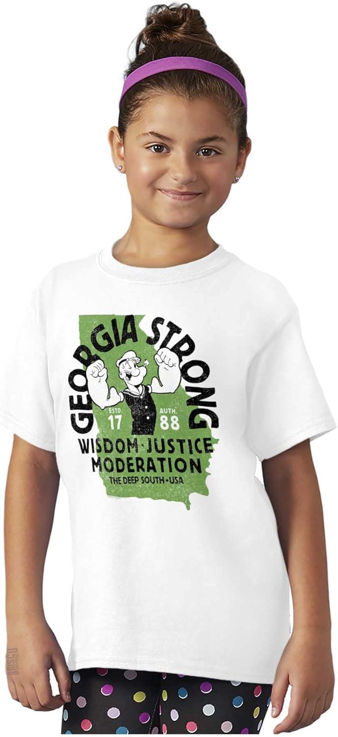 imageBrisco Brands Popeye Cartoon American States Crewneck T Shirts Boy GirlGeorgia