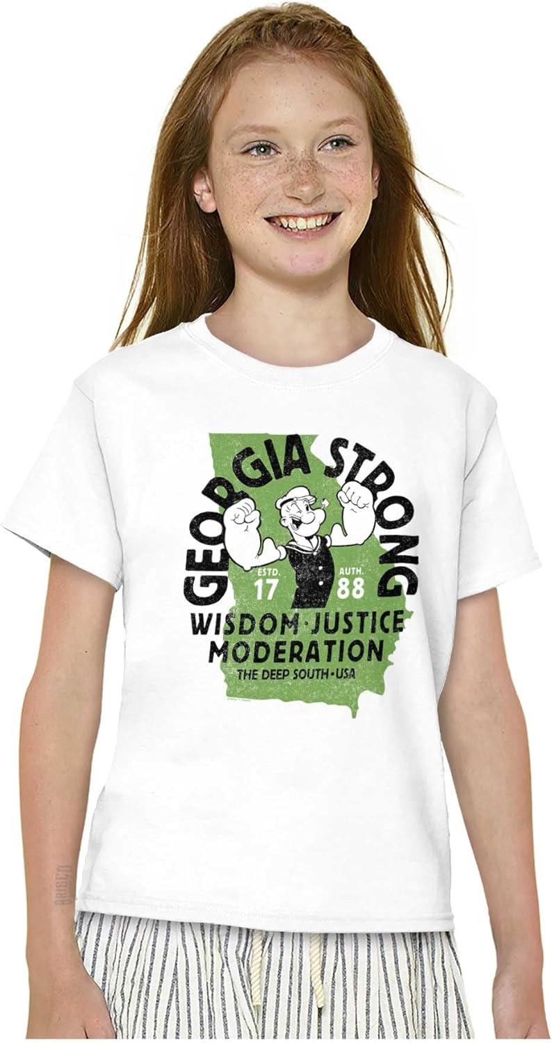 imageBrisco Brands Popeye Cartoon American States Crewneck T Shirts Boy GirlGeorgia