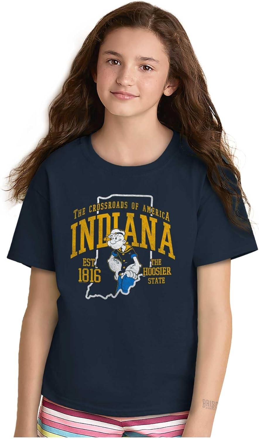 imageBrisco Brands Popeye Cartoon American States Crewneck T Shirts Boy GirlIndiana