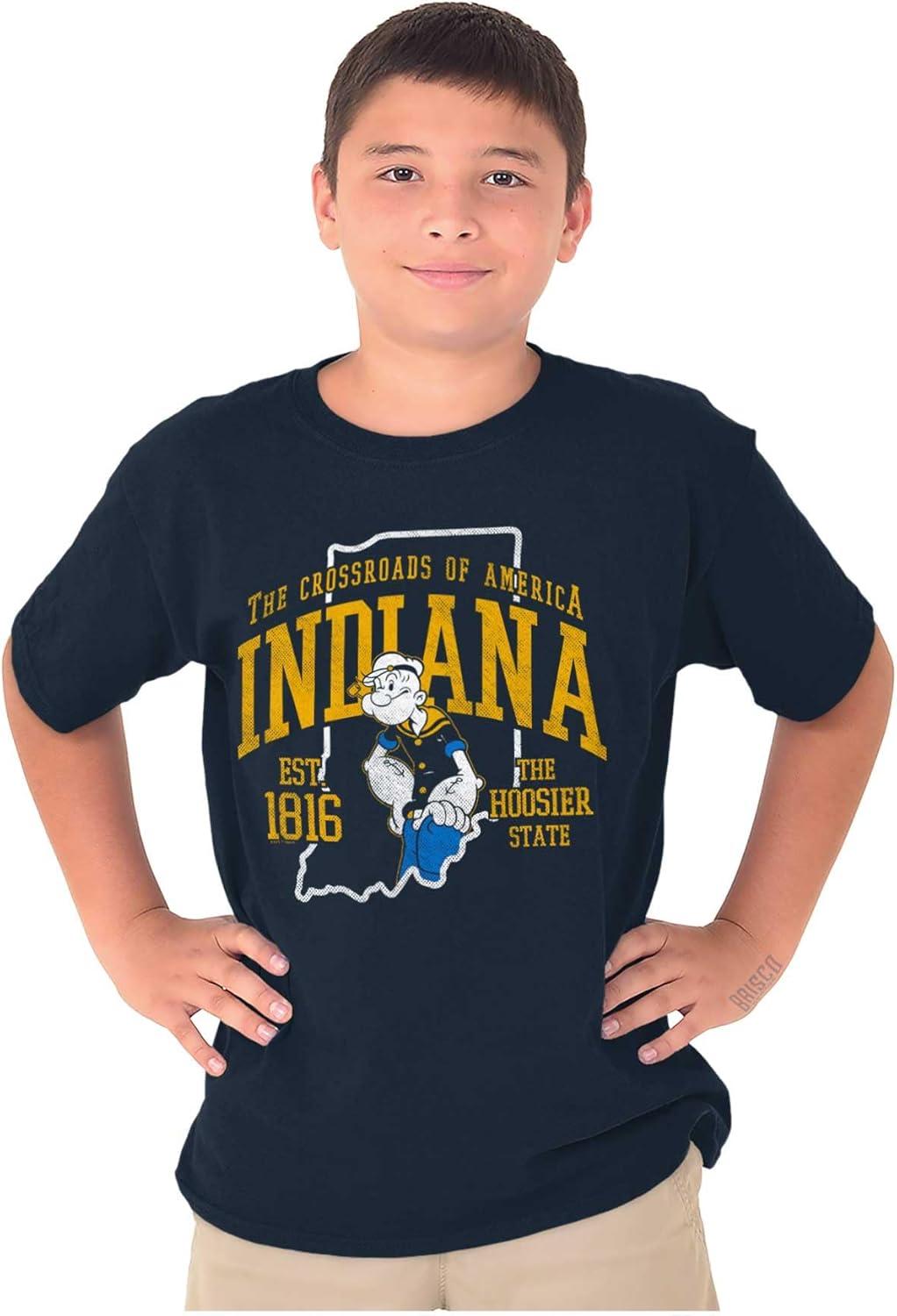 imageBrisco Brands Popeye Cartoon American States Crewneck T Shirts Boy GirlIndiana