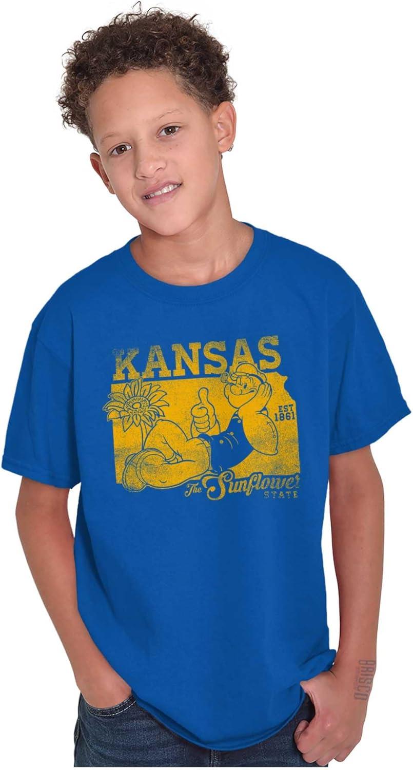imageBrisco Brands Popeye Cartoon American States Crewneck T Shirts Boy GirlKansas