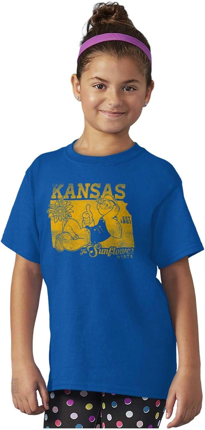imageBrisco Brands Popeye Cartoon American States Crewneck T Shirts Boy GirlKansas
