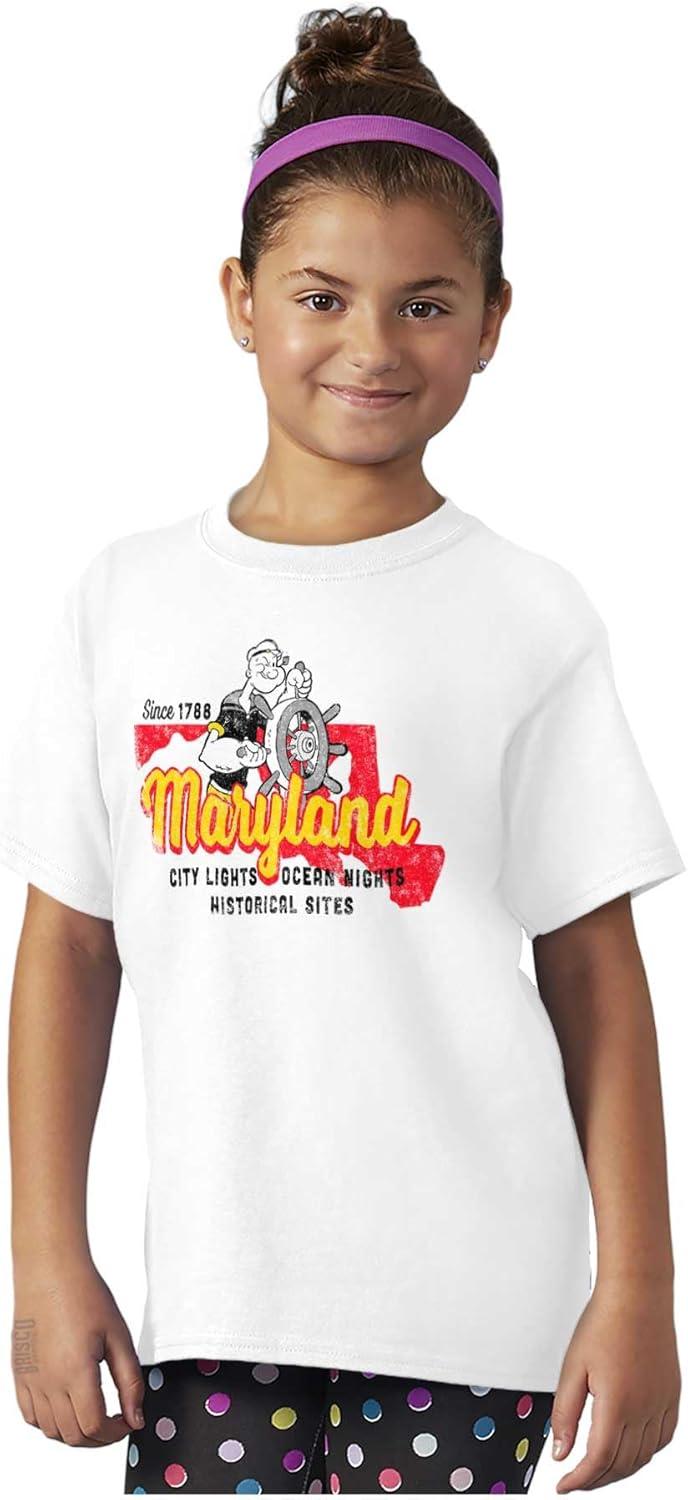 imageBrisco Brands Popeye Cartoon American States Crewneck T Shirts Boy GirlMaryland