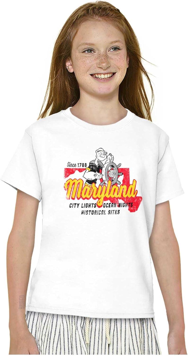 imageBrisco Brands Popeye Cartoon American States Crewneck T Shirts Boy GirlMaryland