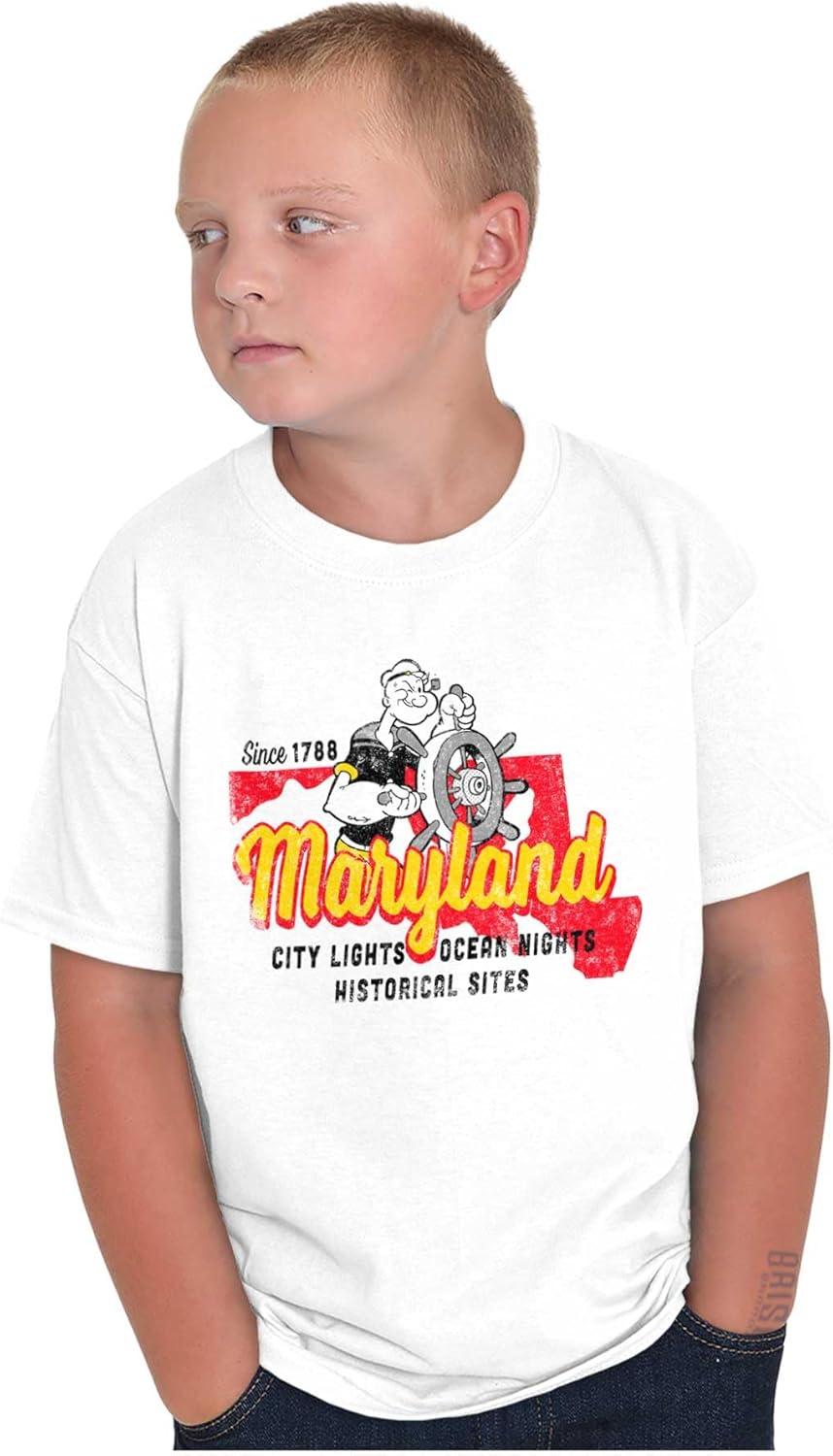 imageBrisco Brands Popeye Cartoon American States Crewneck T Shirts Boy GirlMaryland