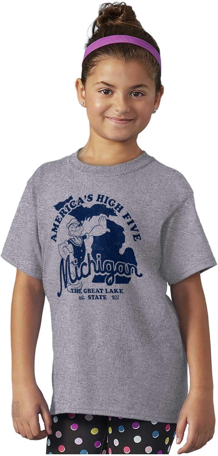imageBrisco Brands Popeye Cartoon American States Crewneck T Shirts Boy GirlMichigan