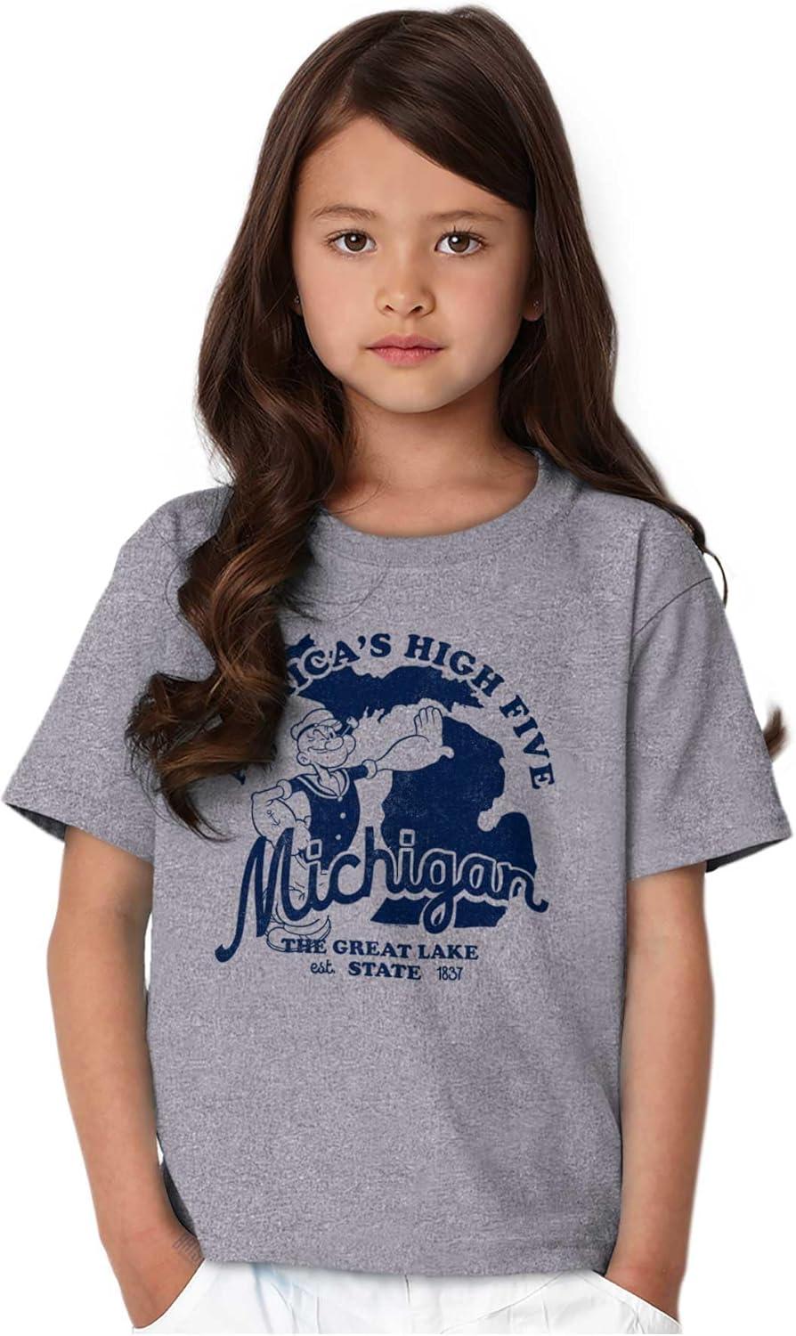 imageBrisco Brands Popeye Cartoon American States Crewneck T Shirts Boy GirlMichigan