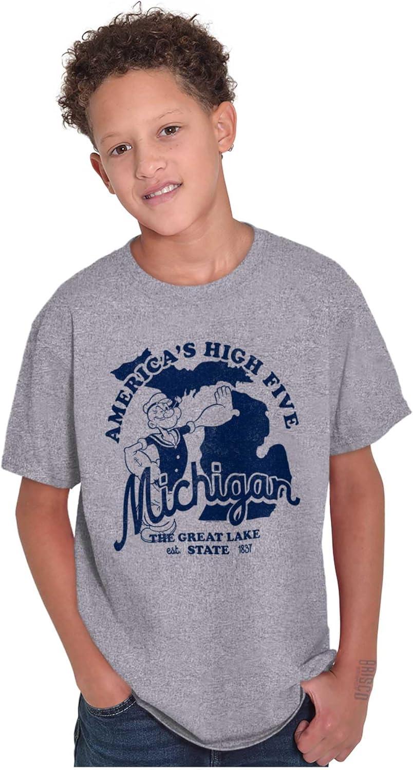 imageBrisco Brands Popeye Cartoon American States Crewneck T Shirts Boy GirlMichigan