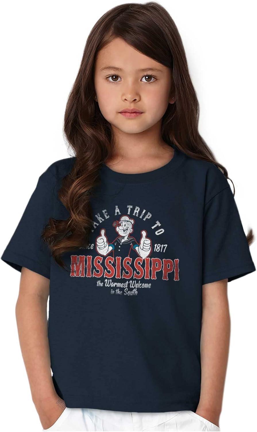 imageBrisco Brands Popeye Cartoon American States Crewneck T Shirts Boy GirlMississippi