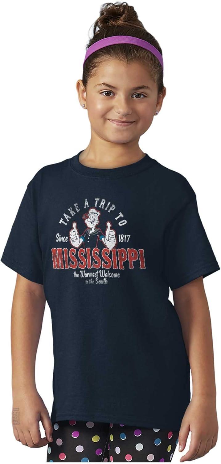 imageBrisco Brands Popeye Cartoon American States Crewneck T Shirts Boy GirlMississippi