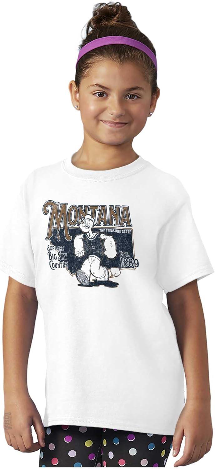 imageBrisco Brands Popeye Cartoon American States Crewneck T Shirts Boy GirlMontana