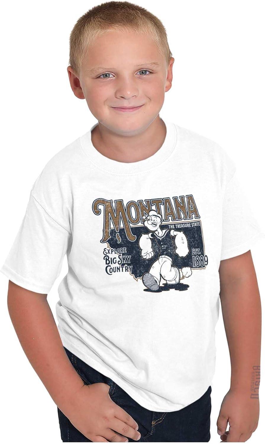 imageBrisco Brands Popeye Cartoon American States Crewneck T Shirts Boy GirlMontana