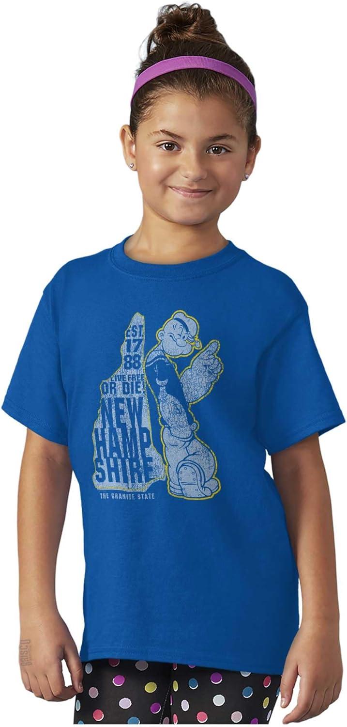 imageBrisco Brands Popeye Cartoon American States Crewneck T Shirts Boy GirlNew Hampshire