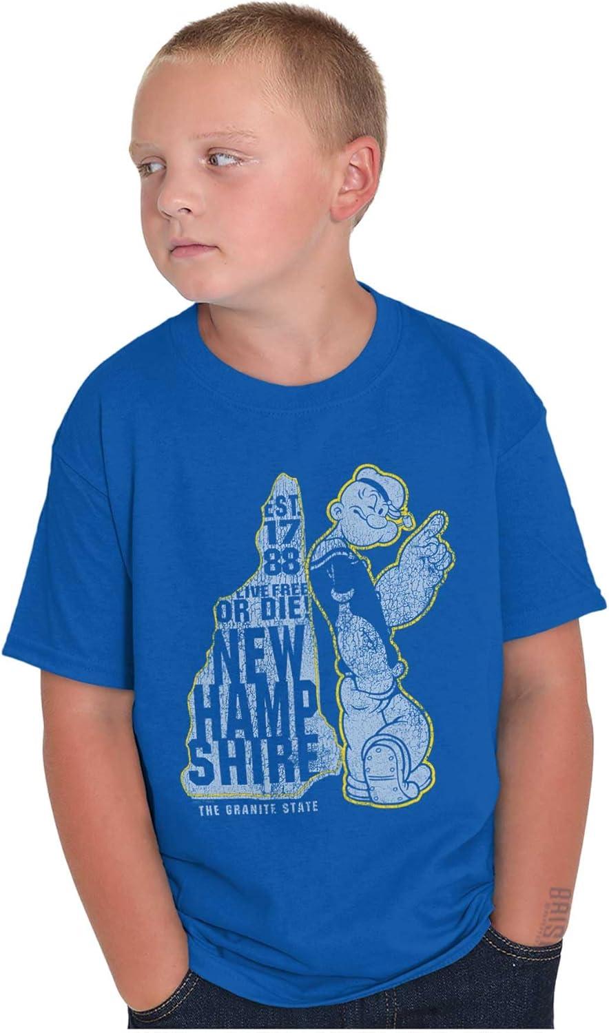 imageBrisco Brands Popeye Cartoon American States Crewneck T Shirts Boy GirlNew Hampshire