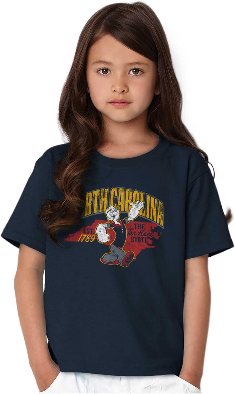 imageBrisco Brands Popeye Cartoon American States Crewneck T Shirts Boy GirlNorth Carolina Navy