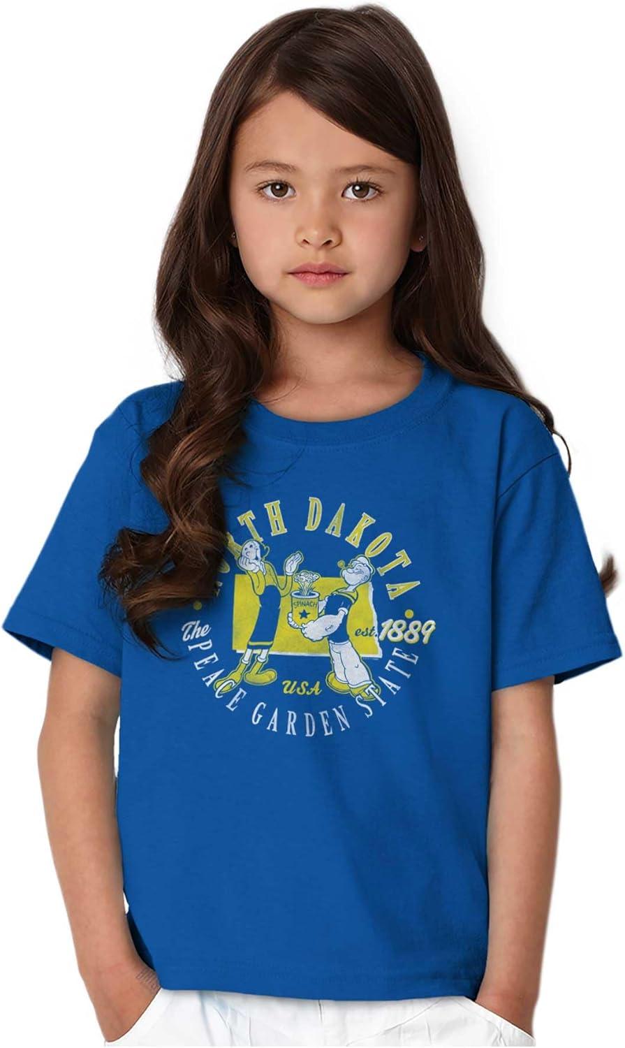 imageBrisco Brands Popeye Cartoon American States Crewneck T Shirts Boy GirlNorth Dakota