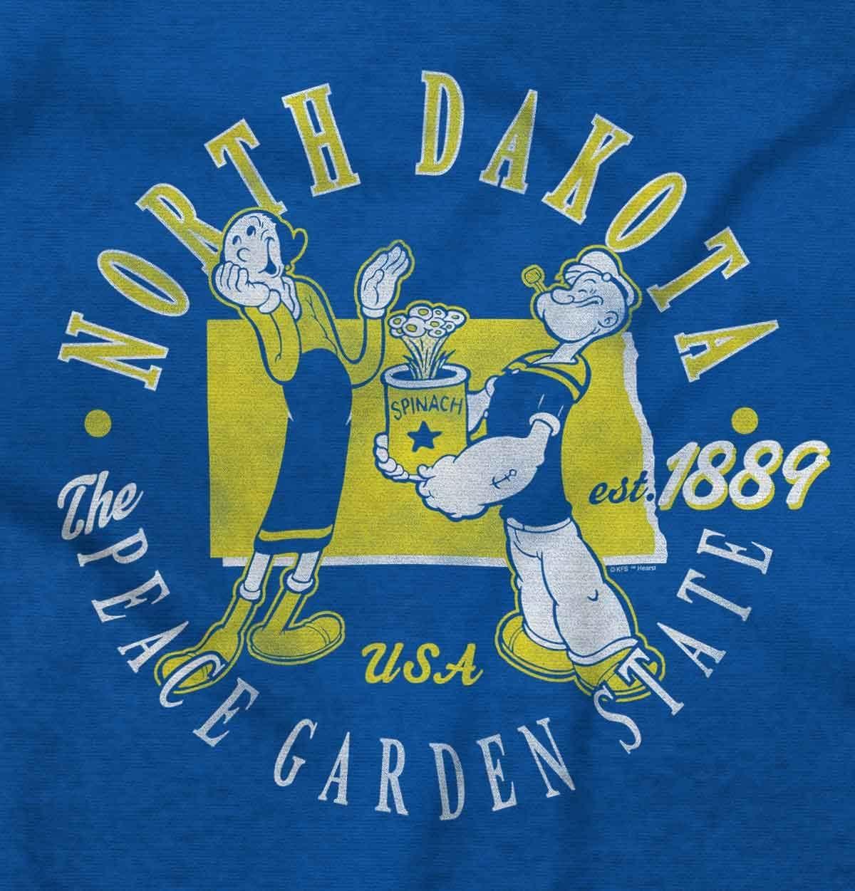 imageBrisco Brands Popeye Cartoon American States Crewneck T Shirts Boy GirlNorth Dakota